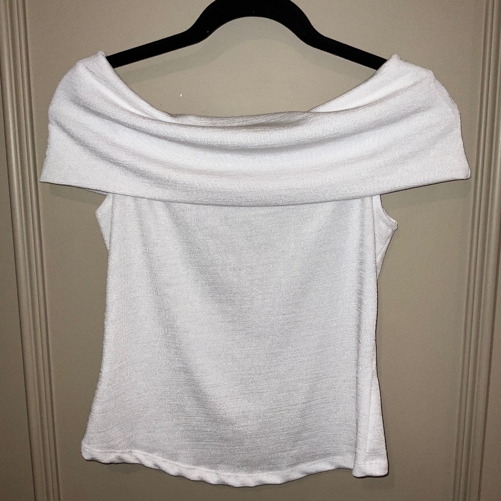 ZARA Off Shoulder White Stretch Top Size Large L